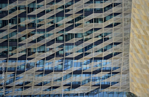 Photography Urban landscape with scenic view of a modern design building glass facade in Dublin, Ireland