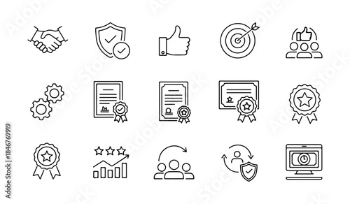 SEO & Digital Marketing Icons Set: Strategy, Quality, Optimization