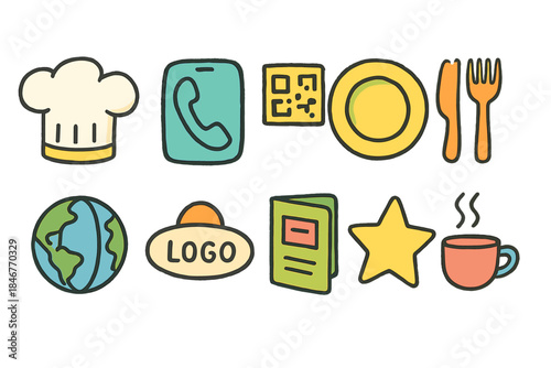 Restaurant, food line icon set for menus and culinary websites