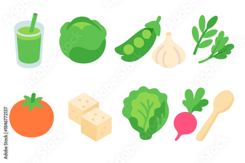 Vegetable, food flat icon set. Healthy eating, nutrition icons flat collection