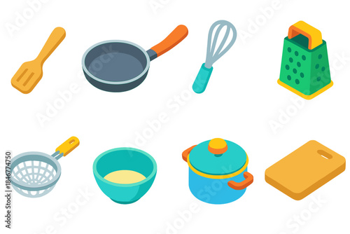 Kitchen utensil icon set. Cooking, baking, flat icons collection for home cooks