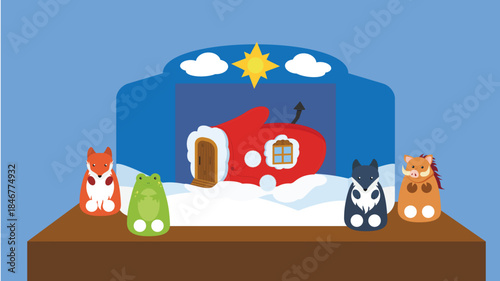 Christmas and New Year. Vector illustration in flat style. Christmas card.