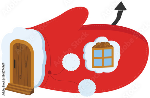 Santa Claus red hat with a window on a white background. Vector illustration