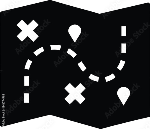 holiday adventure map line art vector illustration on transparent background