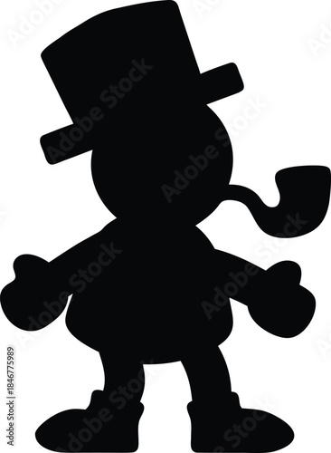 leprechaun smoking pipe line art vector illustration on transparent background
