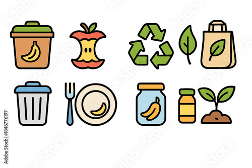 Eco, recycling outline icon set. Waste management and sustainability icon collection
