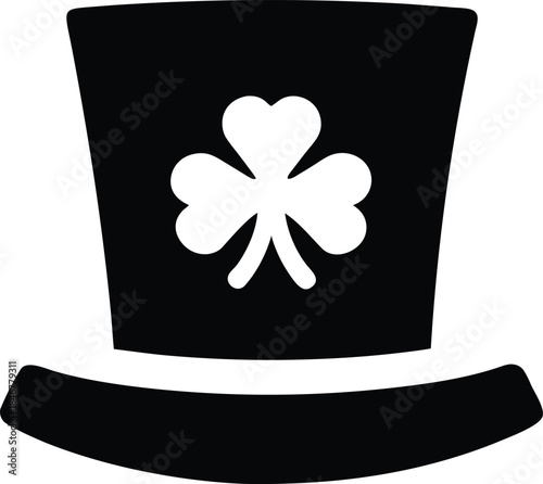 shamrock hat line art vector illustration on transparent background