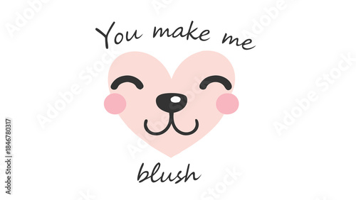 Cute heart shaped bear face with soft pink background and sweet expression