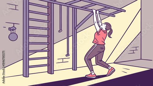 Person performing functional exercises in a modern gym, dramatic lighting and sharp details, commercial fitness aesthetic.