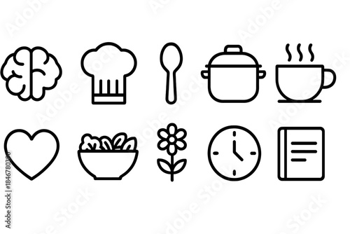 Cooking and kitchen line icon set. Culinary, food, kitchen tools outline collection