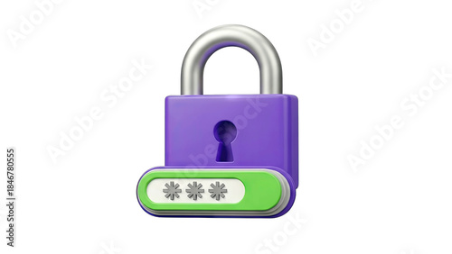 3D Padlock with Password: Secure Data Concept