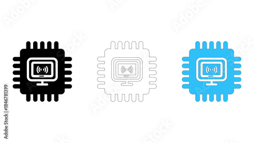 Integrated graphics processor icon set representing visual handling without a separate gpu