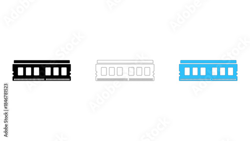 Unbuffered ram module icons illustrating standard memory for consumer systems