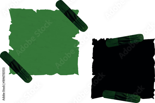 dark green adhesive plaster tape abstract text box banners vector