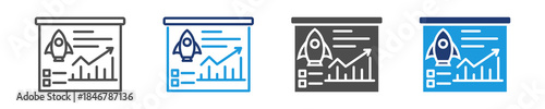business plan icon set multiple style