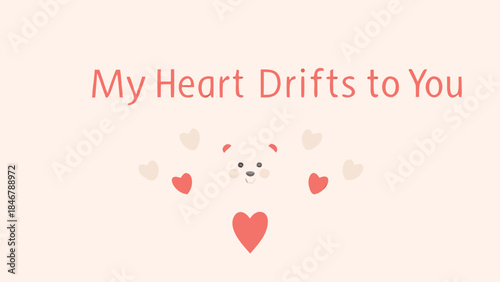 A cute white bear silhouette filled with pastel colors and hearts drifts lovingly in a sweet gentle scene