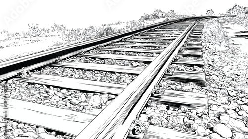 Modern Railway Vector With Outline Isolated on White Background