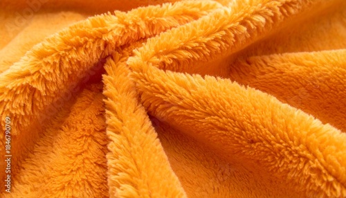 オレンジ色のもこもこファーファブリック素材の柔らか質感テクスチャ2
