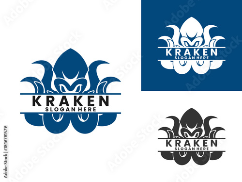 Kraken octopus logo design vector template