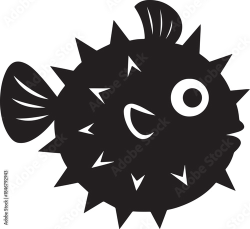  a puffer fish silhouette vector