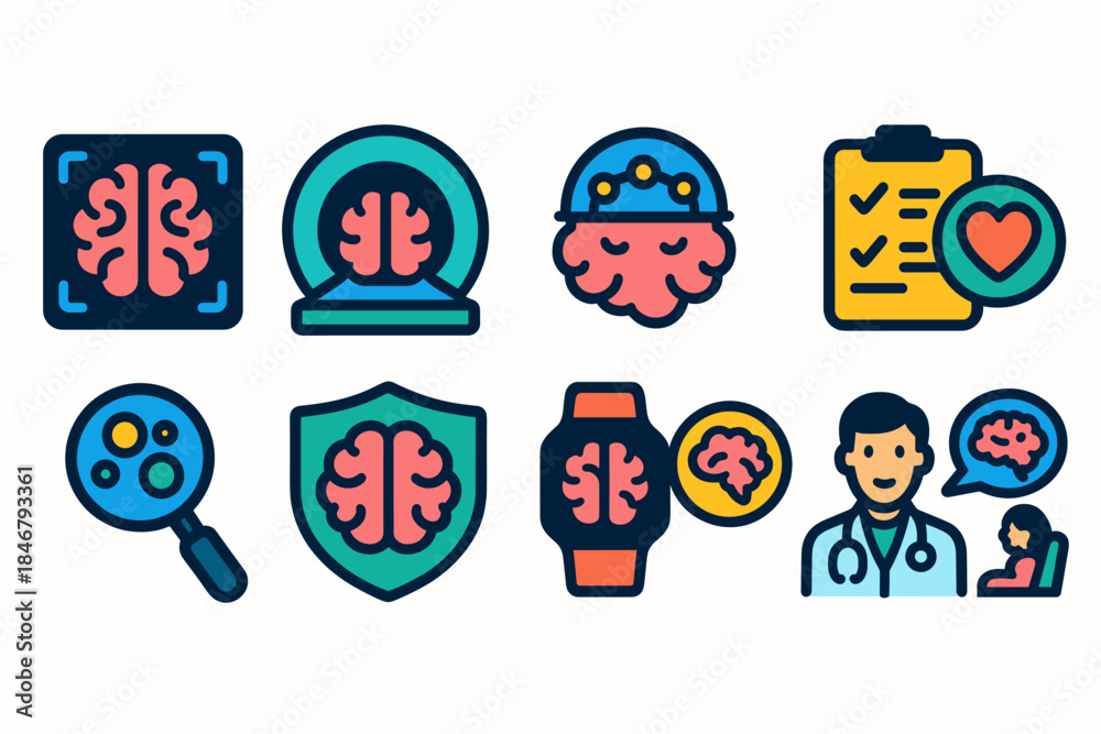 Fototapeta premium Medical, healthcare linear icon set. Brain, neurology, healthcare icons collection