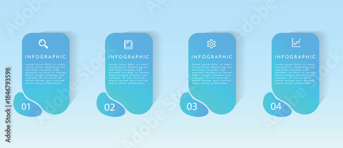Blue vertical infographic cards with steps 4 steps