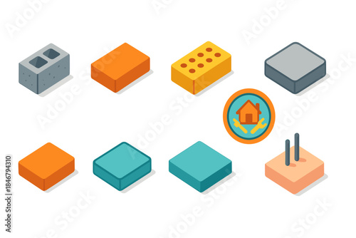 Construction, building flat icon set. Tools and materials icons flat collection