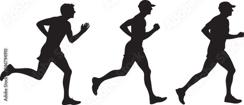 Group of Male Runners Running Together in Fitness Training Session, Athletic Men Jogging Outdoors for Marathon Preparation, Team Running Concept for Health, Endurance and Sports Lifestyle
