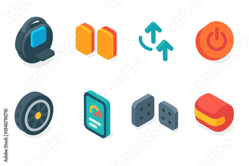 Technology and gadgets 3d icon set. Electronic devices, gadgets and tech symbols.