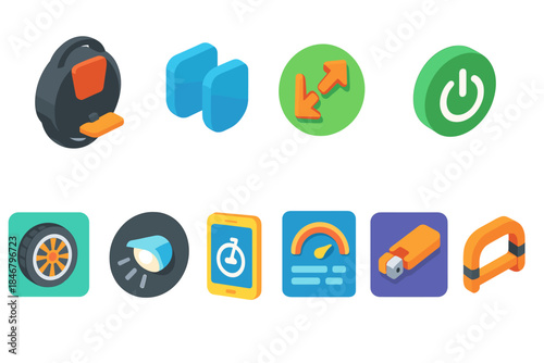 Technology and gadget isometric icon set. Futuristic, digital icons collection in 3d.