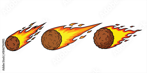 Illustration of three fiery comets