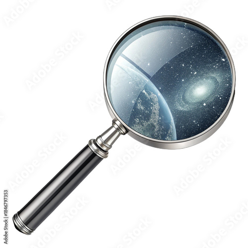 Magnifying Glass Exploring the Cosmos and Galaxy