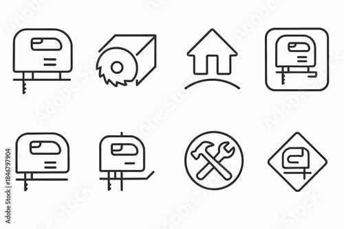 Carpentry and diy line icon set. Tools, workshop icons collection