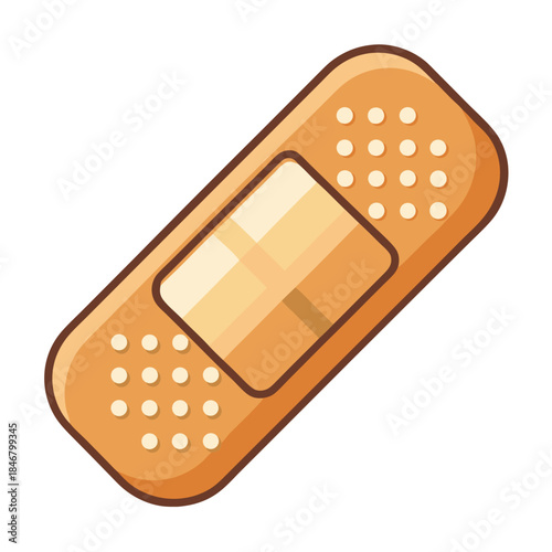 A simple cartoon illustration of a beige adhesive bandage