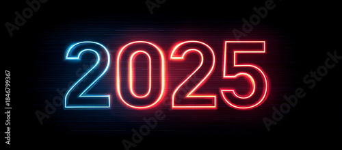 Minimal dark vector 2025 new year stroke banner design