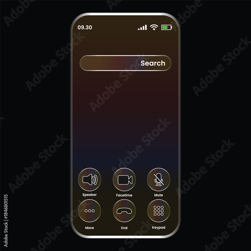 Light frame liquid glass smartphone icon interface isolated for gradient theme.