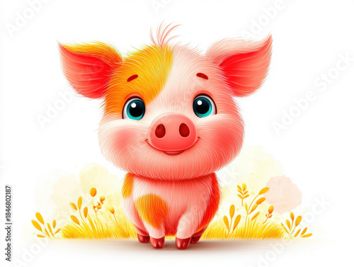 Farm pig isolated on white