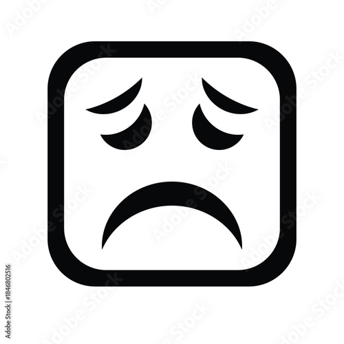 Black sad face icon with rounded square outline symbol emotion