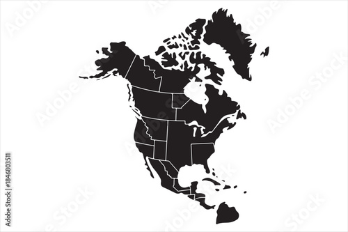 North american map highlighting specific regions