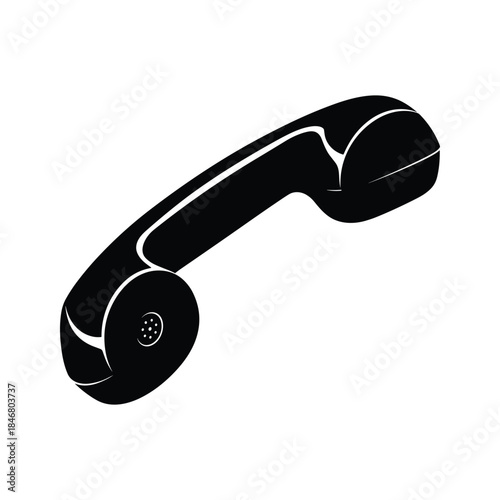 Black silhouette of a vintage telephone receiver on white background vector