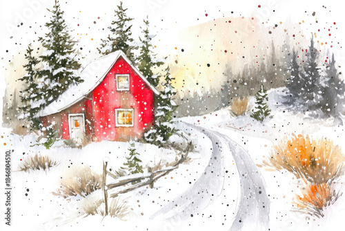 simple watercolor of a snow...