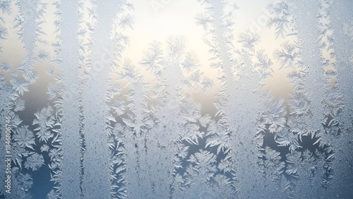 Frost Patterns on Glass with Soft Winter Light