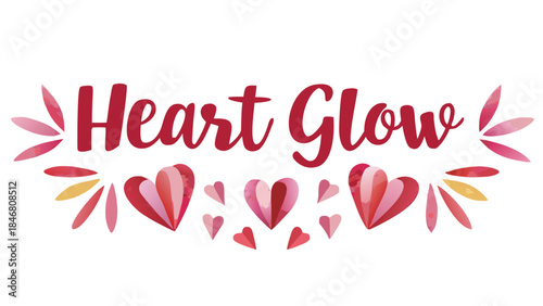 Vibrant pink and red watercolor hearts glow scattered in hand drawn artistic strokes