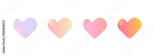 Halftone Heart Shapes Design Elements Set Gradient Color. 3D Heart with Gradient.