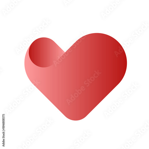 Red 3D Heart. Valentine’s Day, Mother’s Day, Wedding, I Love You. Design Element for Poster, Card, Banner, Flyer. Vector Illustration.