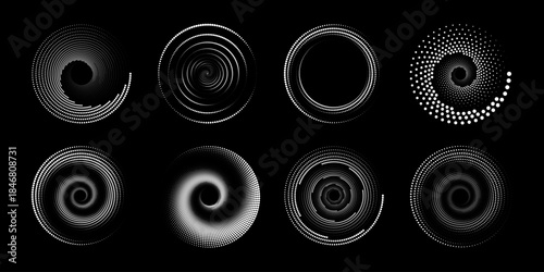 Set Of Spirals Swirl Vector Illustration