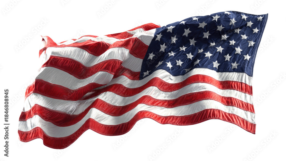 Fototapeta premium Waving American Flag isolated