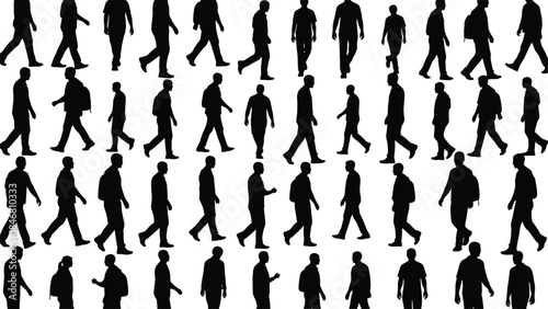 Silhouette pattern of walking business people