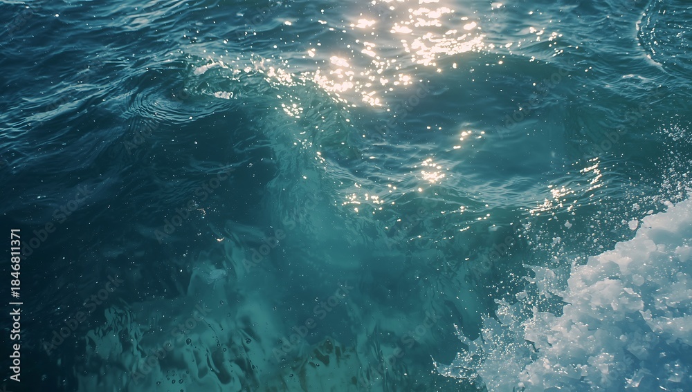 Fototapeta premium A serene ocean scene with sparkling sunlight reflecting on the surface of the water creating a beautiful play of light and color