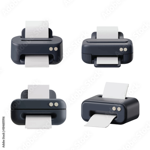 Simple Office Printer Vector Design Flat 3D Minimal Style